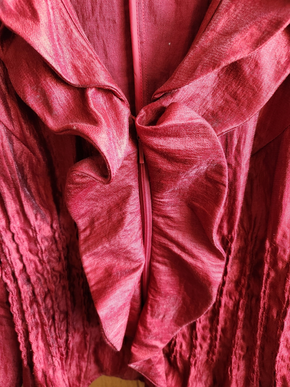 Samuel Dong Raspberry Red Ruffle-Front Blazer - Picture 4 of 5